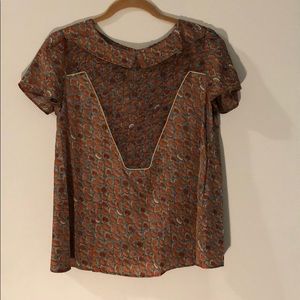 Cotèlac s/s collared blouse w/seashell fan print!